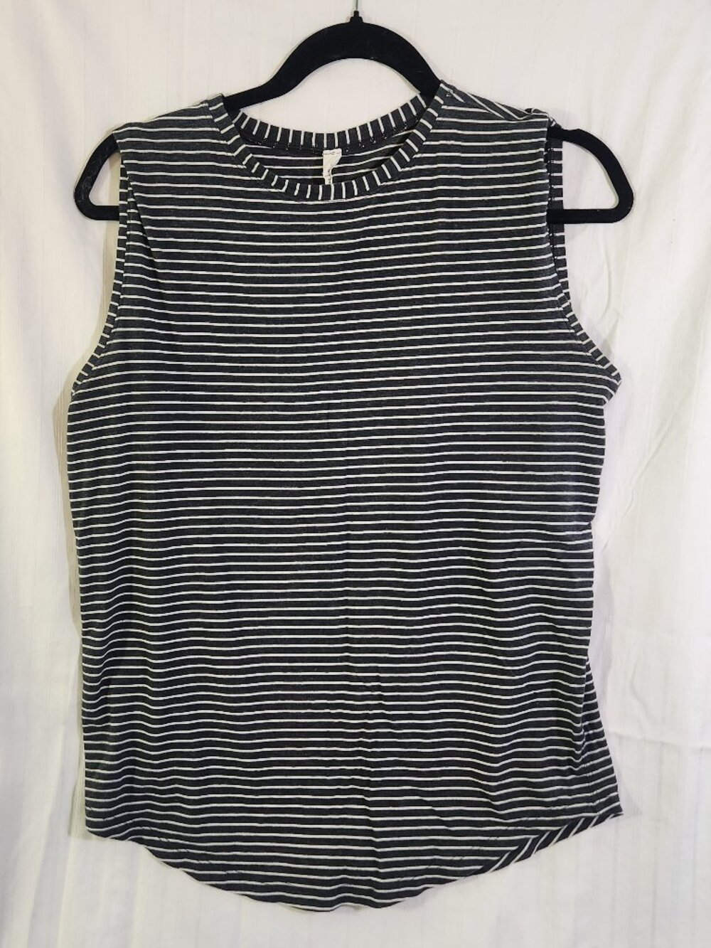 Lululemon Love Tank Top Size 6 Striped Heathered Black White Pima Cotton